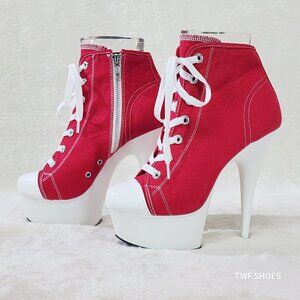 600SK UV High Heel Platform Sneakers Delight Red White Blacklight